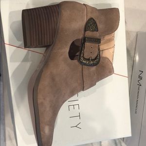 Taupe cow suede booties